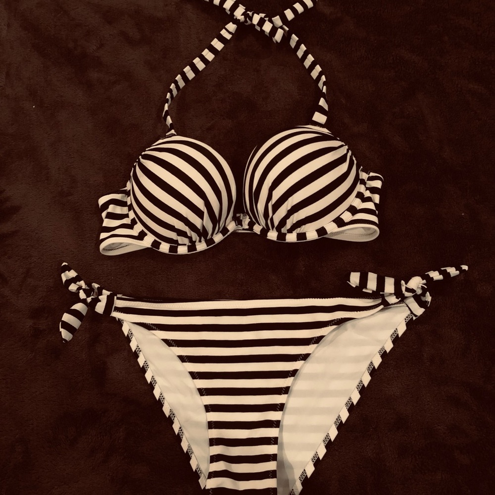 Sexy push up bra bikini striped black white H&M hm fashion designer sold out top